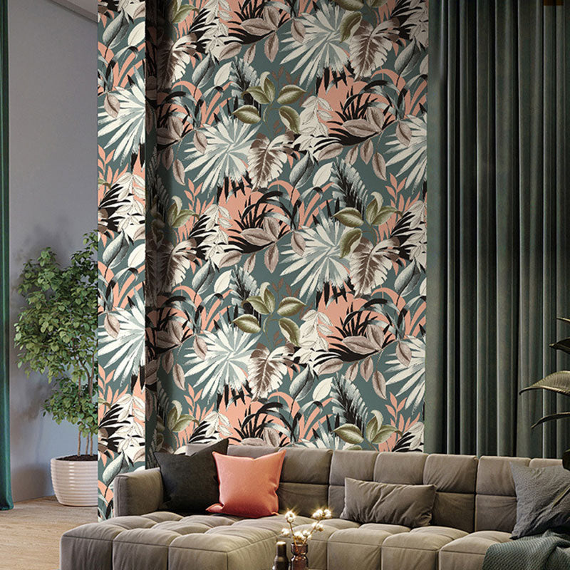 Illustration Banana Leaf Wallpaper Roll for Guest Room Decor in Dark Color, 57.1 sq ft.