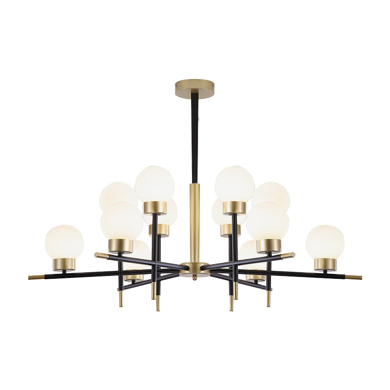 Contemporary Globe Shade Chandelier Multi-Head Metal Large Clear/White Glass Pendant Lamp for Hotel