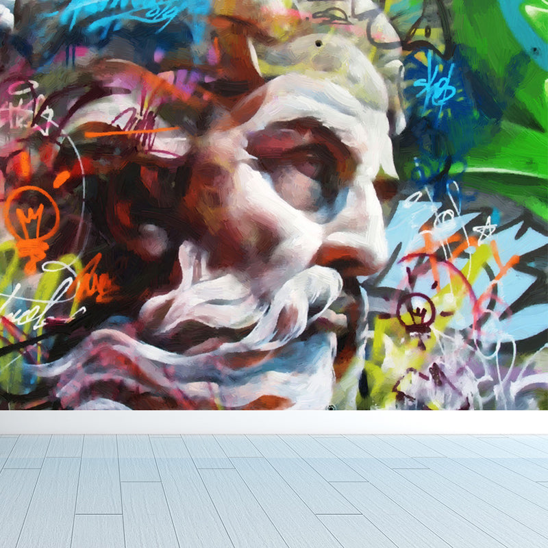 Fancy Graffiti Pattern Mural Wallpaper Contemporary Non-Woven Material Wall Covering