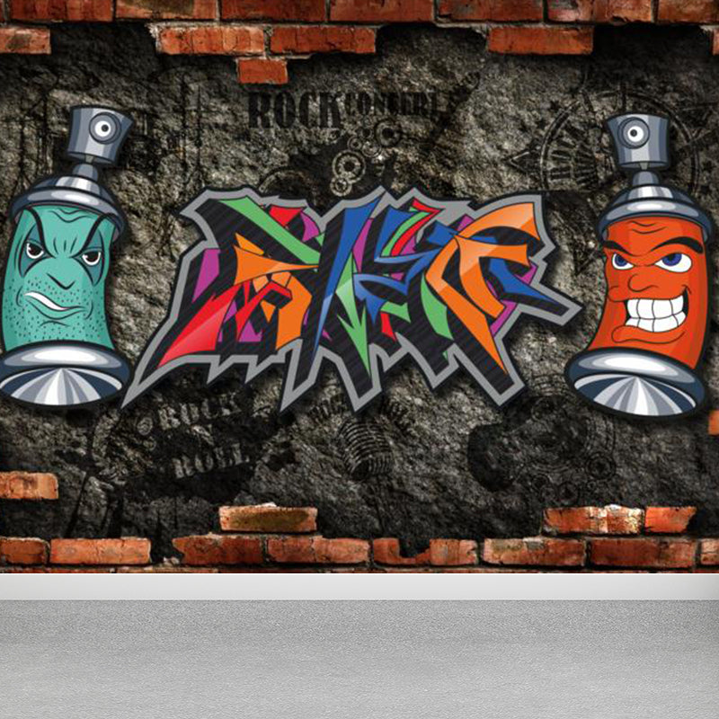 Fancy Graffiti Pattern Mural Wallpaper Contemporary Non-Woven Material Wall Covering
