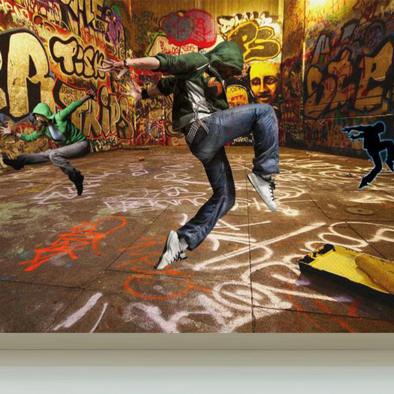 Fancy Graffiti Pattern Mural Wallpaper Contemporary Non-Woven Material Wall Covering