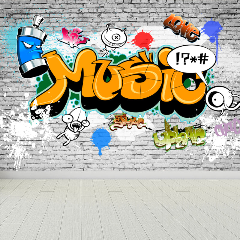 Fancy Graffiti Pattern Mural Wallpaper Contemporary Non-Woven Material Wall Covering