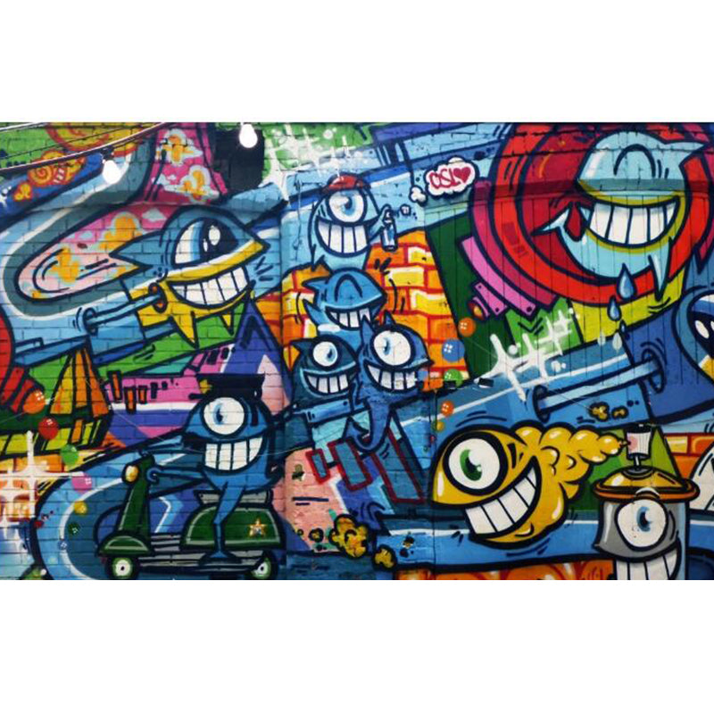 Graffiti Graphic Mural Wallpaper Pastel Color Modern Wall Covering for Living Room