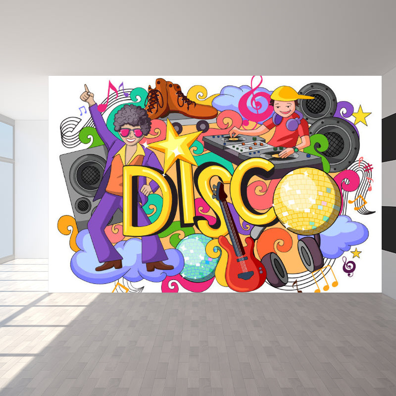 Graffiti Graphic Mural Wallpaper Pastel Color Modern Wall Covering for Living Room