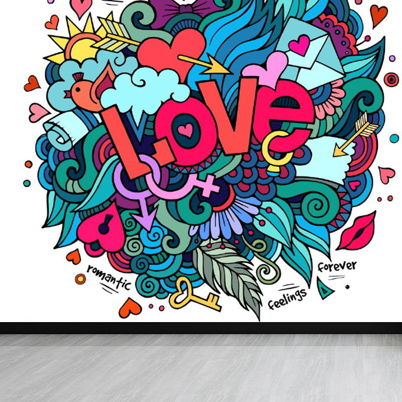 Modern Novel Graffiti Mural Decal Light Color Stain-Proofing Wall Decor for Bathroom
