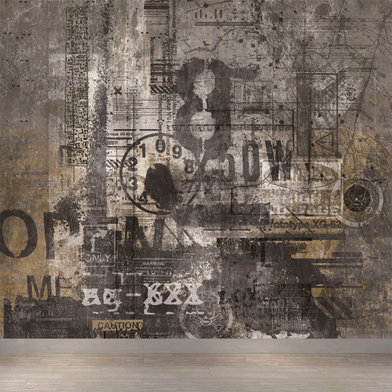 Modern Novel Graffiti Mural Decal Light Color Stain-Proofing Wall Decor for Bathroom