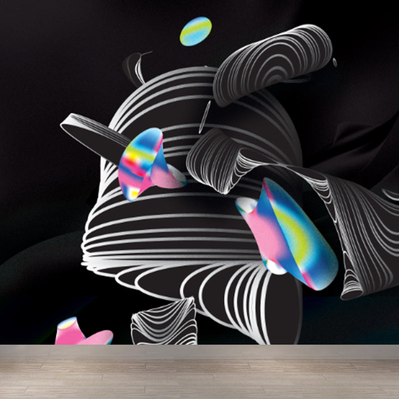 Contemporary Graffiti Pattern Mural Soft Color Stain Resistant Wall Art for Dining Room