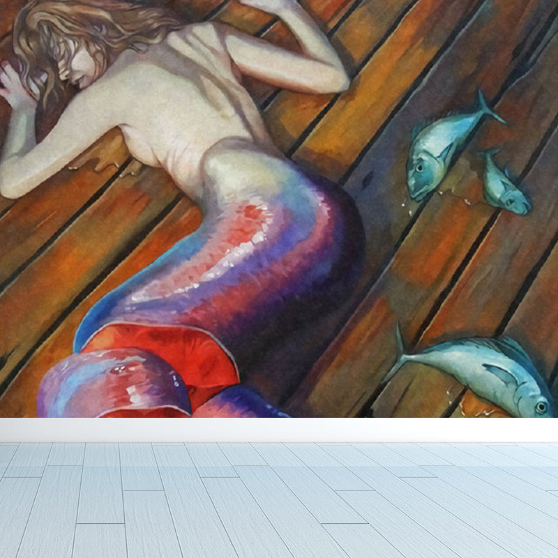 Magical Figure Mural Wallpaper Pastel Color Classic Wall Covering for Drawing Room