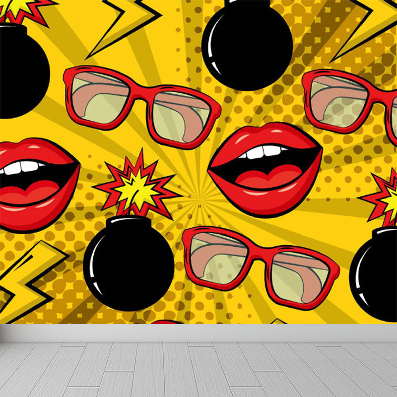 Stain Resistant Novel Pattern Mural Decal Non-Woven Modern Wall Decor for Sitting Room