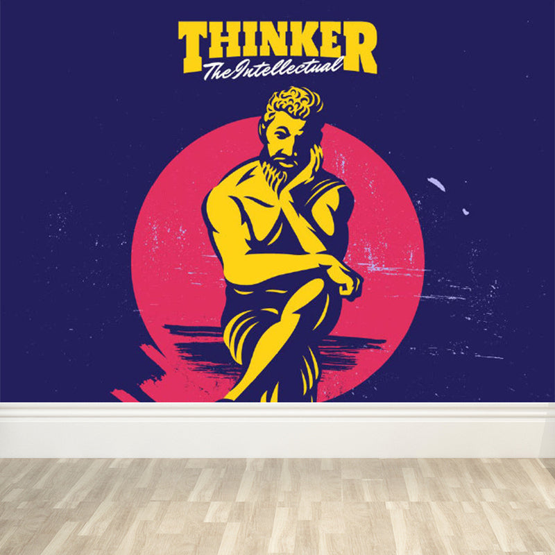 Stain Resistant Novel Pattern Mural Decal Non-Woven Modern Wall Decor for Sitting Room