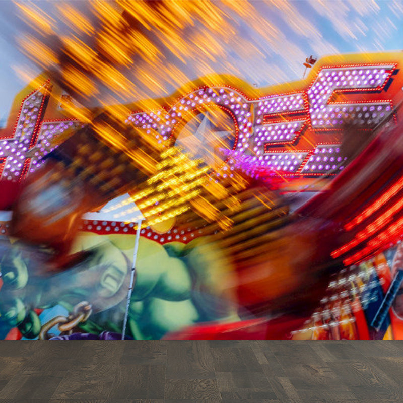 Pastel Color Graffiti Mural Wallpaper Modern Stain-Proof Wall Covering for Parlour