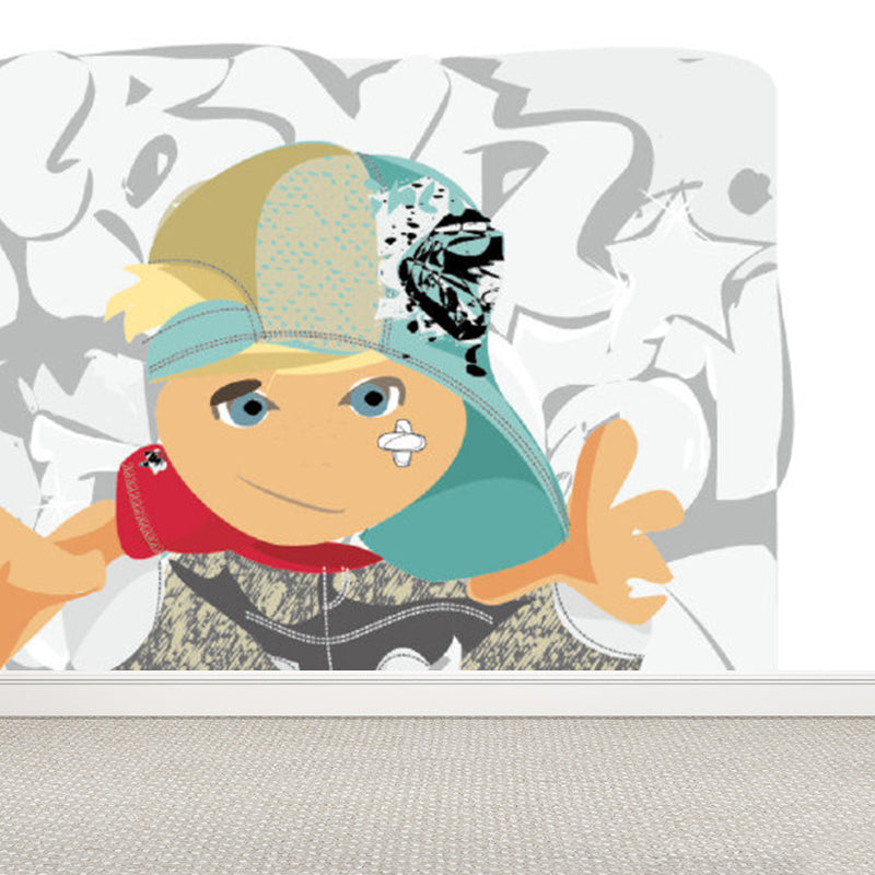 Art mural non tissé de couleur claire de graffiti extra large pour la décoration intérieure, personnalisé