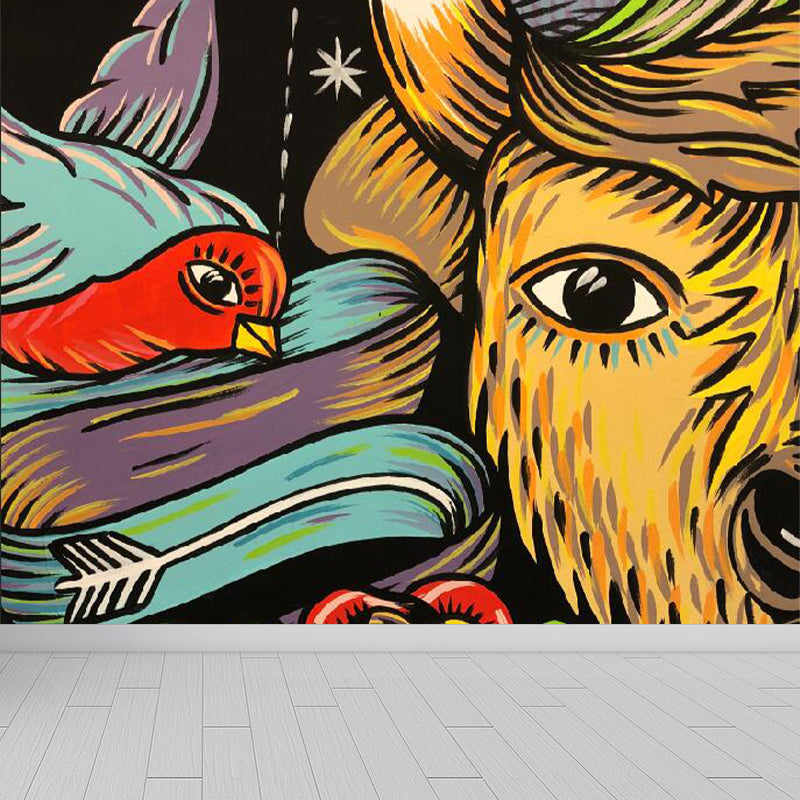 Art mural non tissé de couleur claire de graffiti extra large pour la décoration intérieure, personnalisé