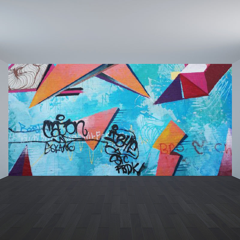 Huge Fashion Graffiti Mural Decal Bedroom Abstract Wall Decor in Pastel Color, Stain Resistant