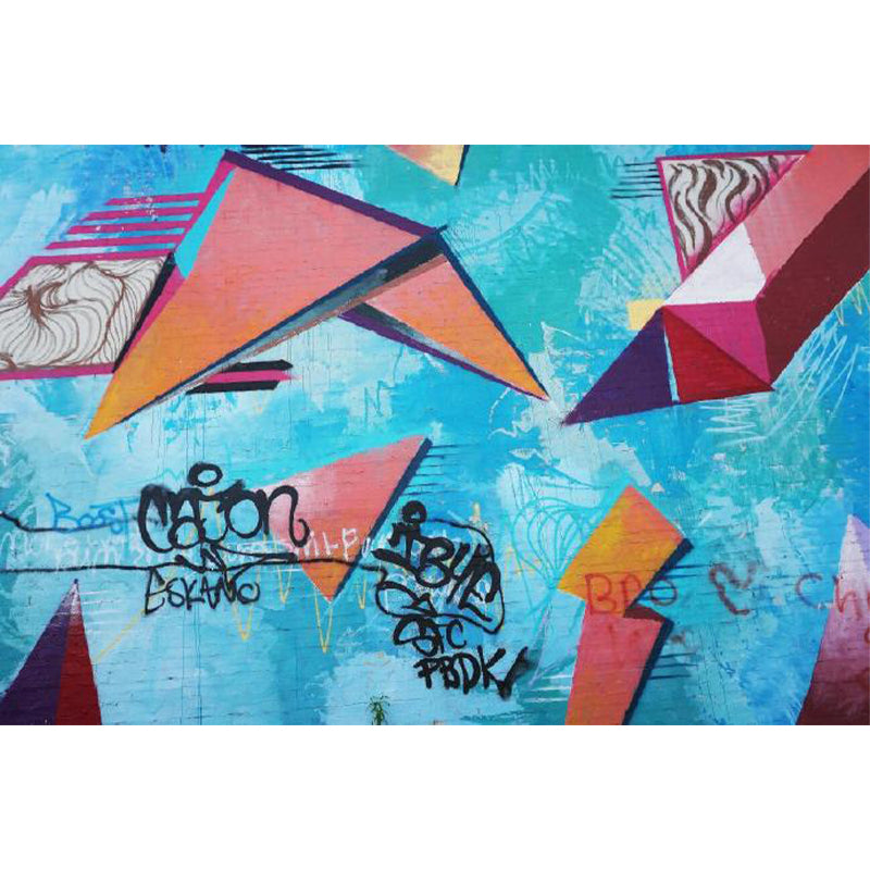 Huge Fashion Graffiti Mural Decal Bedroom Abstract Wall Decor in Pastel Color, Stain Resistant