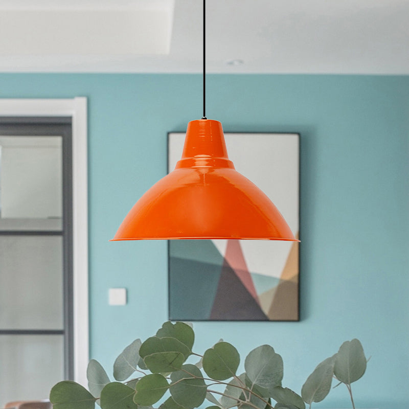 Bowl Shade Coffee Shop Ceiling Lamp Industrial Industrial Metal 1 Light Red/Yellow Pendant Lamp