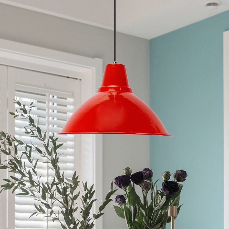 Bowl Shade Coffee Shop Ceiling Lamp Industrial Industrial Metal 1 Light Red/Yellow Pendant Lamp