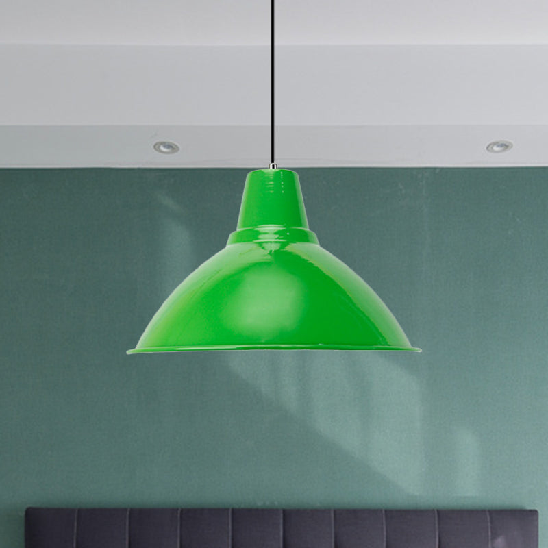 Bowl Shade Coffee Shop Ceiling Lamp Industrial Industrial Metal 1 Light Red/Yellow Pendant Lamp
