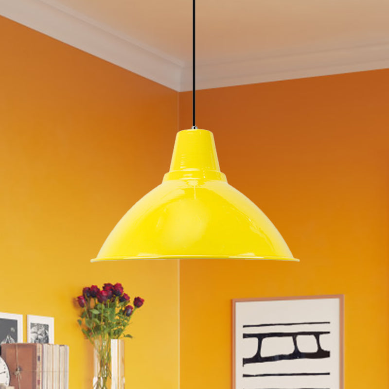Bowl Shade Coffee Shop Ceiling Lamp Industrial Industrial Metal 1 Light Red/Yellow Pendant Lamp