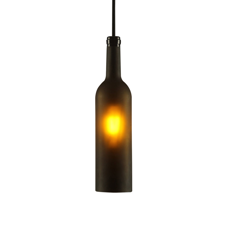 Glass Brown/Blue Suspended Lamp Wine Bottle Shade 1 Light Vintage Industrial Hanging Pendant Light