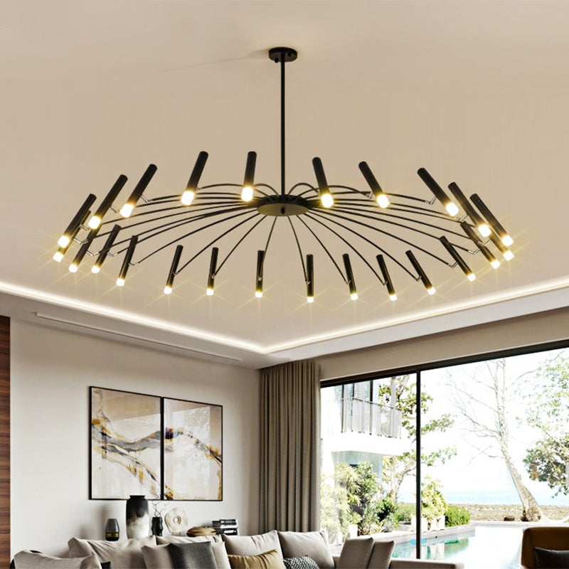 Ombra lineare regolabile Grande lampadario metallo 12/24 luci a soffitto moderno in oro nero/rosa