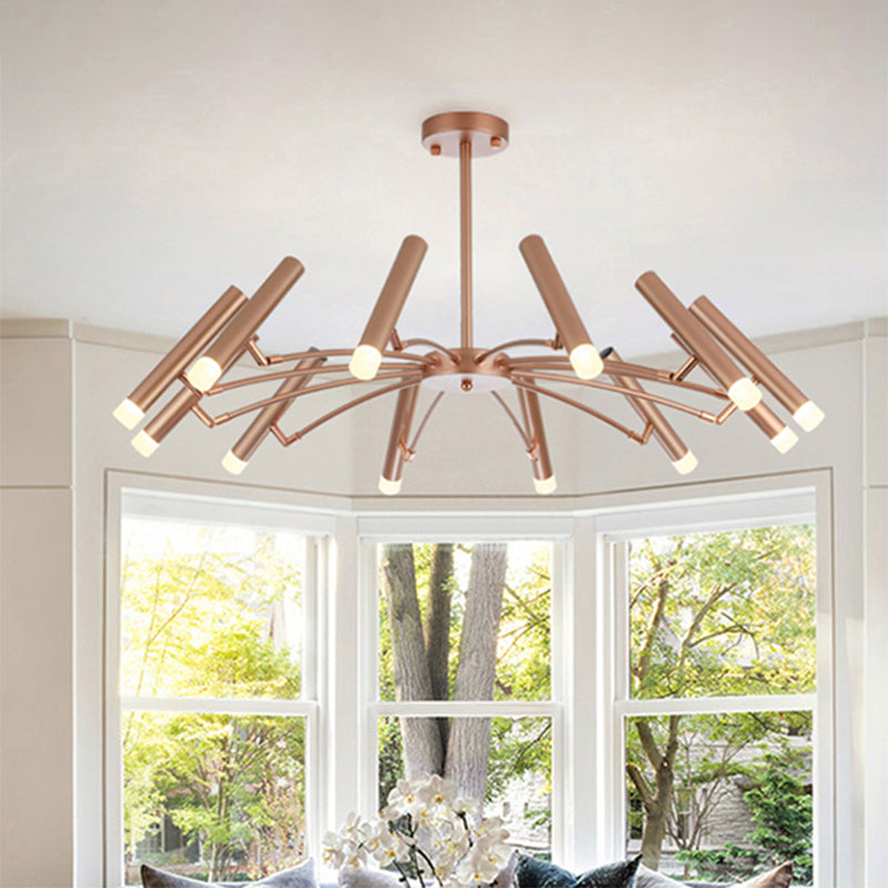 Ombra lineare regolabile Grande lampadario metallo 12/24 luci a soffitto moderno in oro nero/rosa