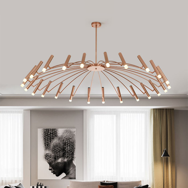 Ombra lineare regolabile Grande lampadario metallo 12/24 luci a soffitto moderno in oro nero/rosa