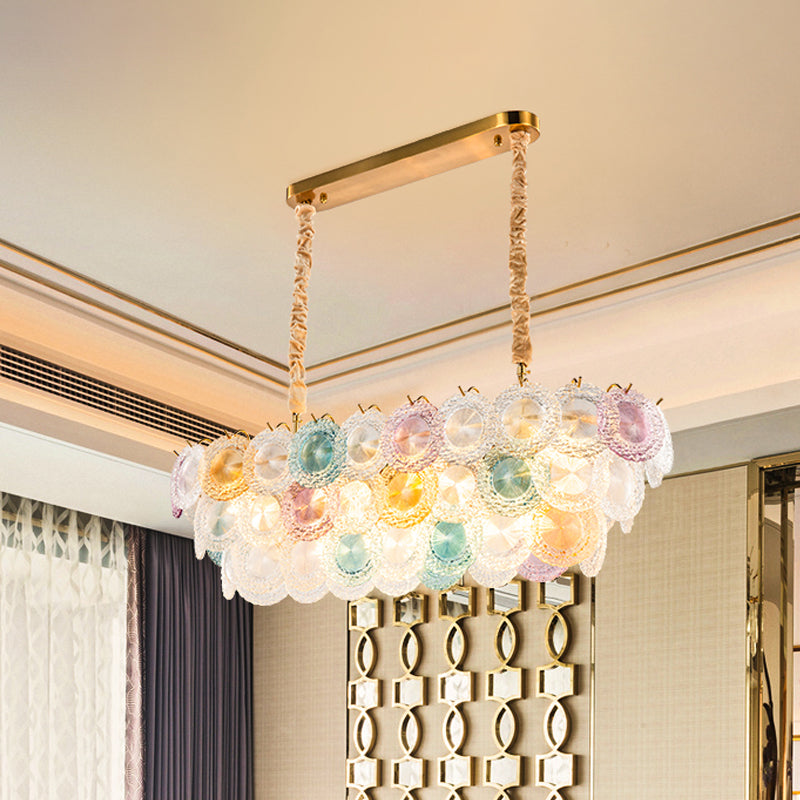 Billard de vitrail à 3 niveaux 14 lumières Modern Island Chandelier pour le restaurant de l'hôtel