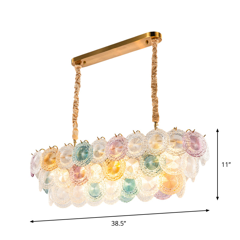 Billard de vitrail à 3 niveaux 14 lumières Modern Island Chandelier pour le restaurant de l'hôtel