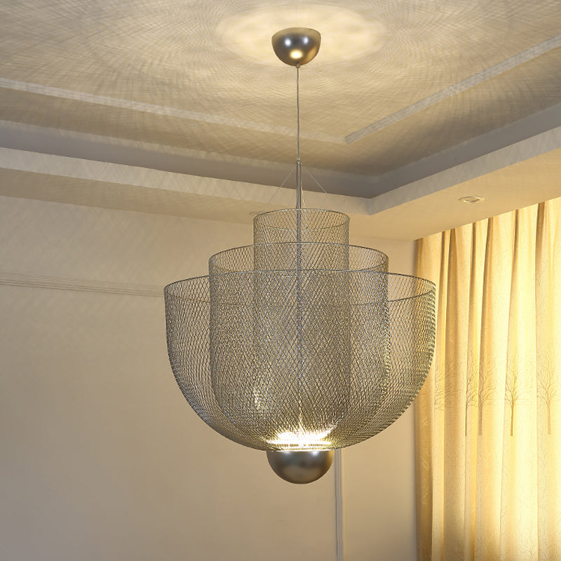 Draadmesh Bowl Kroonluchter Licht LED Post Modern hangend licht licht in goud/zilver