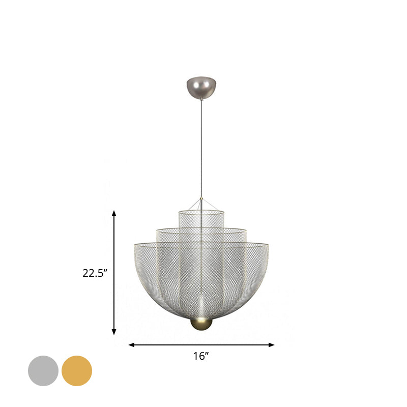 Draadmesh Bowl Kroonluchter Licht LED Post Modern hangend licht licht in goud/zilver