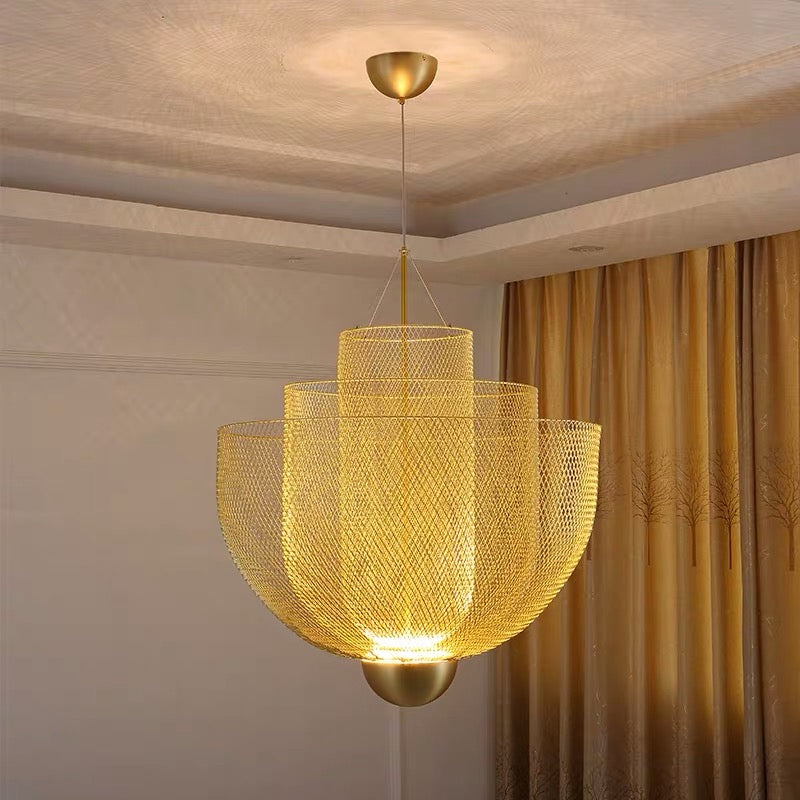 Draadmesh Bowl Kroonluchter Licht LED Post Modern hangend licht licht in goud/zilver