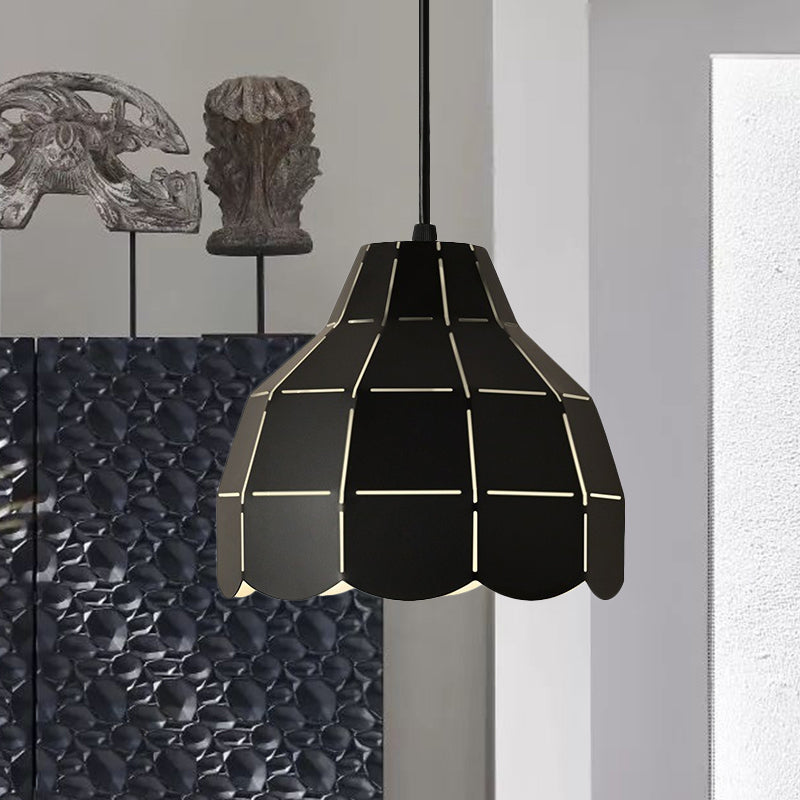 Luz de colgante de cúpula negro/gris/blanco Una bombilla de estilo nórdico lámpara de colgante de metal para comedor
