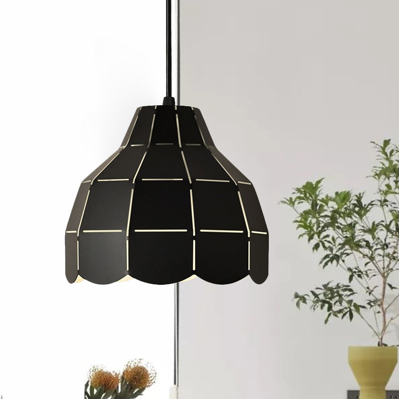 Luz de colgante de cúpula negro/gris/blanco Una bombilla de estilo nórdico lámpara de colgante de metal para comedor