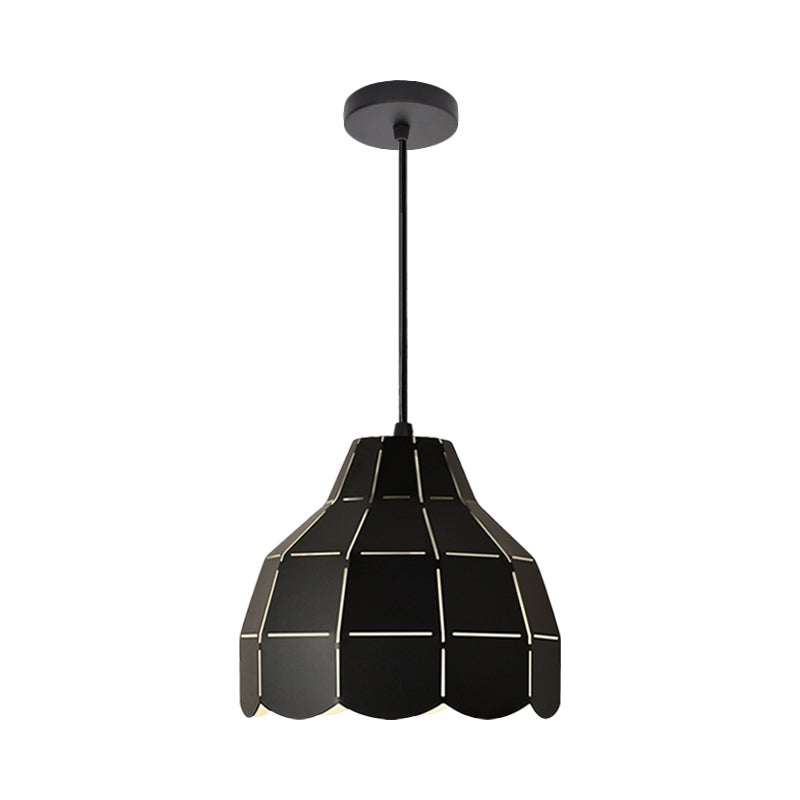 Black/Grey/White Dome Pendant Light One Bulb Nordic Style Metal Hanging Lamp for Dining Room