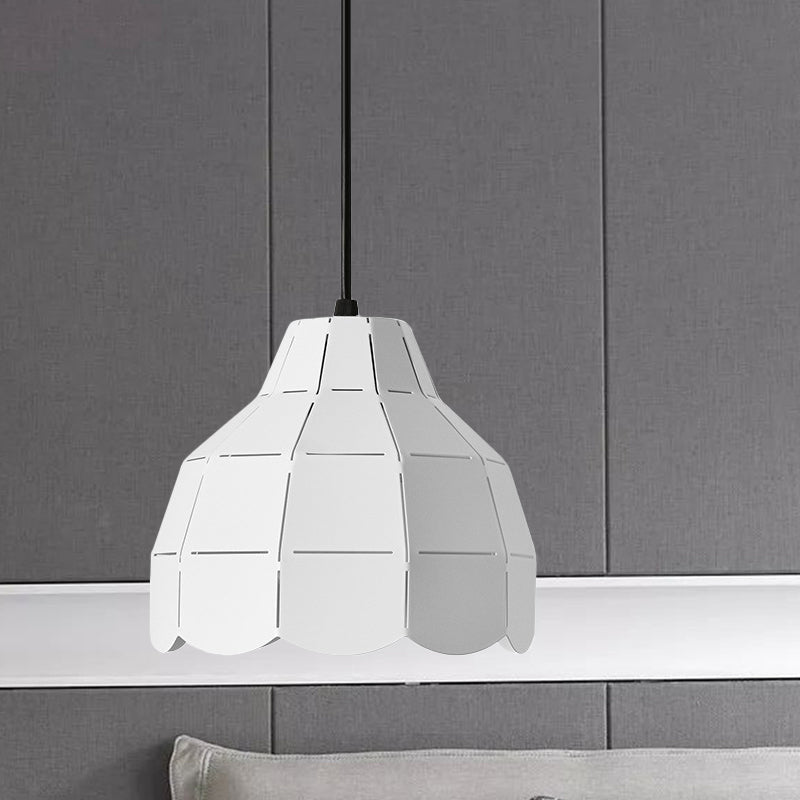 Luz de colgante de cúpula negro/gris/blanco Una bombilla de estilo nórdico lámpara de colgante de metal para comedor
