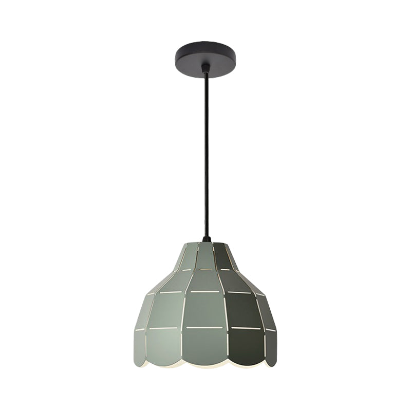 Luz de colgante de cúpula negro/gris/blanco Una bombilla de estilo nórdico lámpara de colgante de metal para comedor