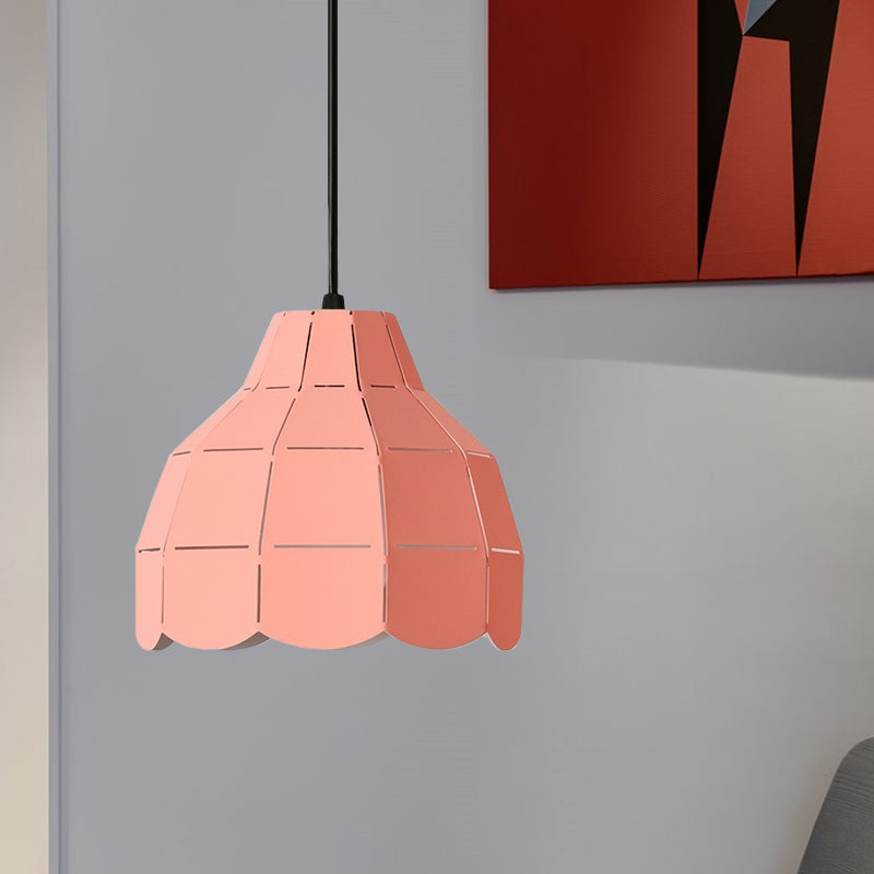 Luz colgante de cúpula de chuleta Macaron metálico 1 Rosa claro/amarillo/Blue Light para sala de estar