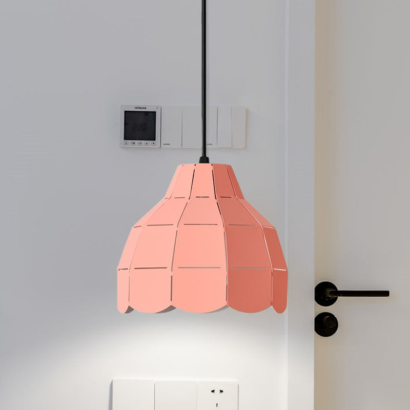 Luz colgante de cúpula de chuleta Macaron metálico 1 Rosa claro/amarillo/Blue Light para sala de estar