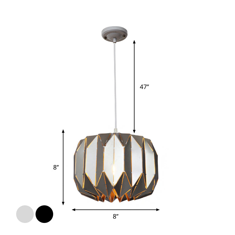 Restaurant Origami Hanging Lamp Metal One Head Contemporary Black/Silver Ceiling Pendant