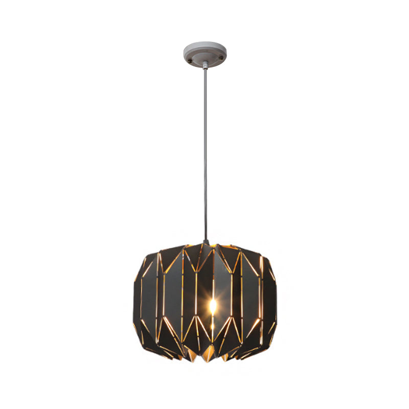 Restaurant Origami Hanging Lamp Metal One Head Contemporary Black/Silver Ceiling Pendant