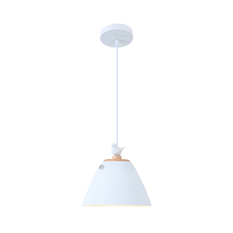 Iluminación colgante cónica de metal contemporáneo 1 luz de techo colgante de gris claro/blanco/amarillo