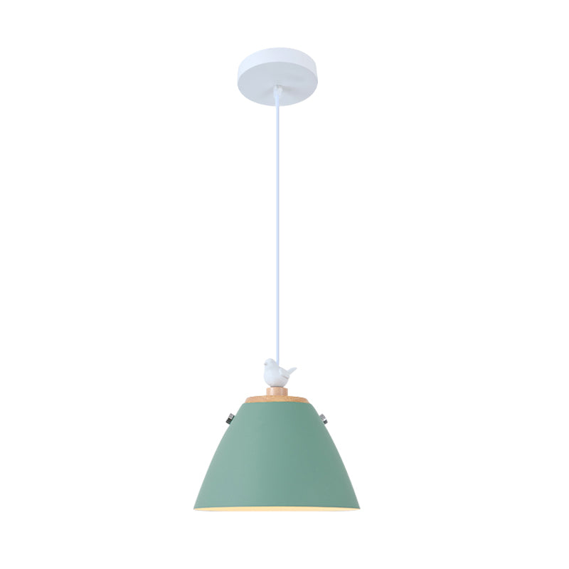 Iluminación colgante cónica de metal contemporáneo 1 luz de techo colgante de gris claro/blanco/amarillo