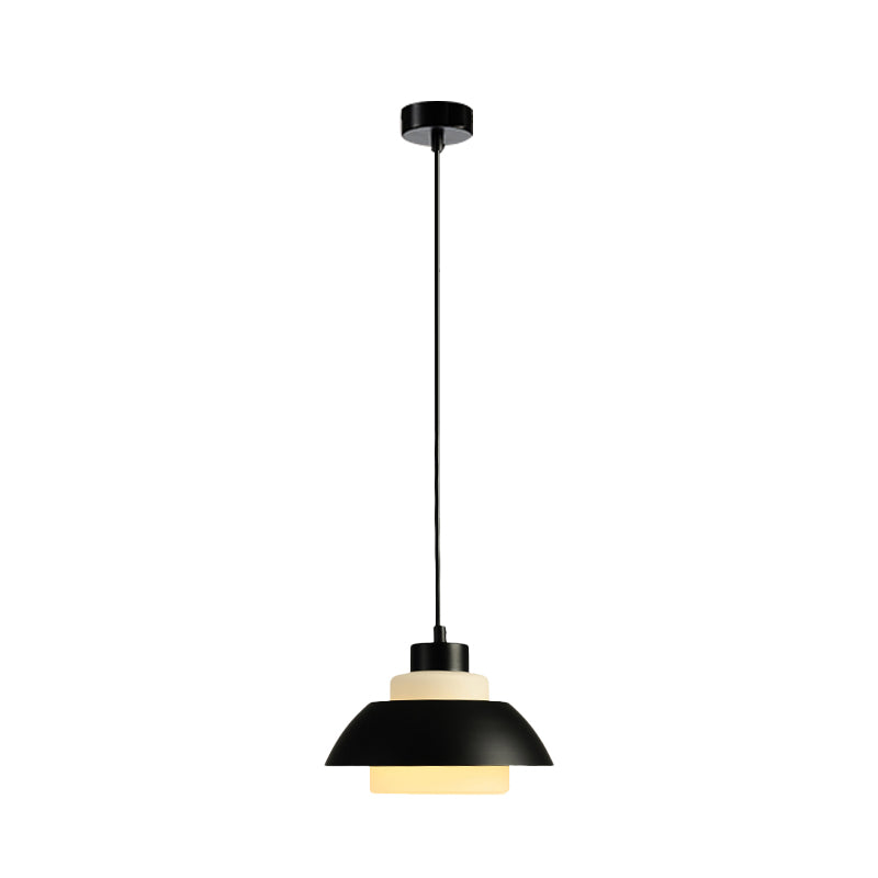 Black/White Flared Shade Hanging Lamp Macaron Stylish 1 Light Metallic Pendant Lighting for Dining Room