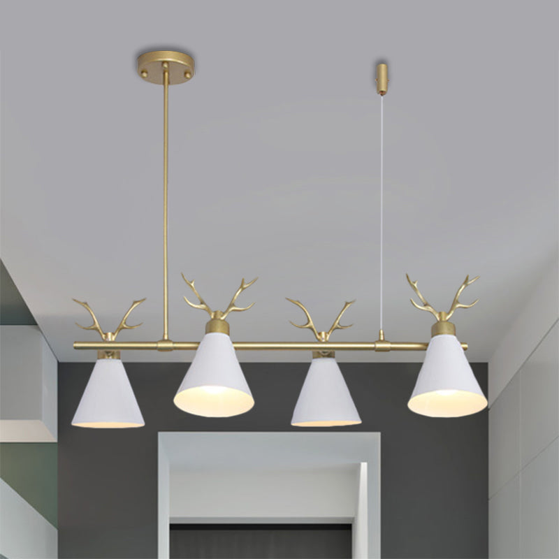Restaurant Antler Design Island Lighting Metal Triple Light Light Nordic Black / Gris / White Chandelier