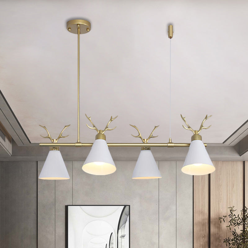 Restaurant Antler Design Island Lighting Metal Triple Light Light Nordic Black / Gris / White Chandelier