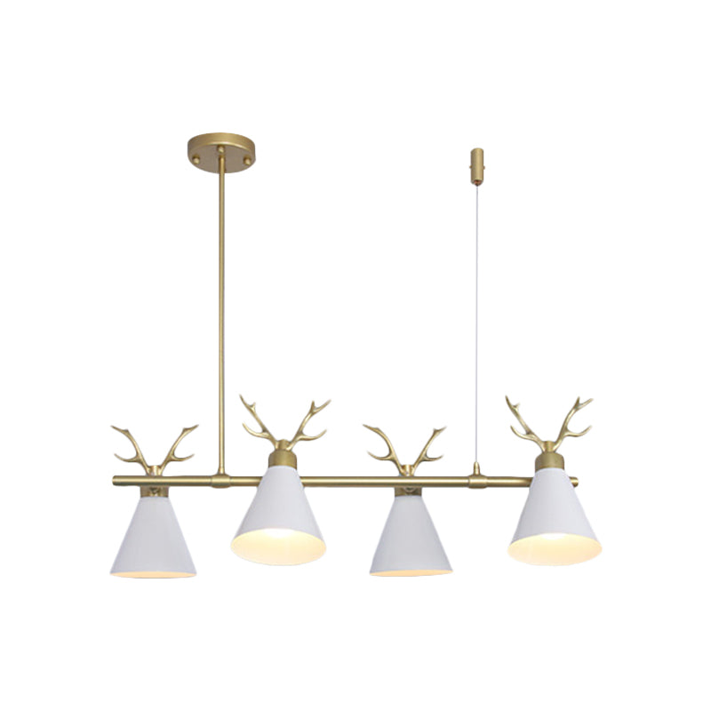 Restaurant Antler Design Island Lighting Metal Triple Light Light Nordic Black / Gris / White Chandelier