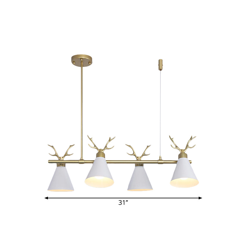 Restaurant Antler Design Island Lighting Metal Triple Light Light Nordic Black / Gris / White Chandelier