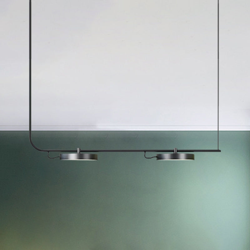 Moderno lampadario semplice/nero semplice con tonalità di tamburo 2/3 luci in metallo l'illuminazione per sala da pranzo