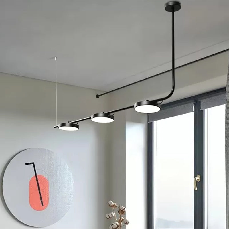 Moderno lampadario semplice/nero semplice con tonalità di tamburo 2/3 luci in metallo l'illuminazione per sala da pranzo